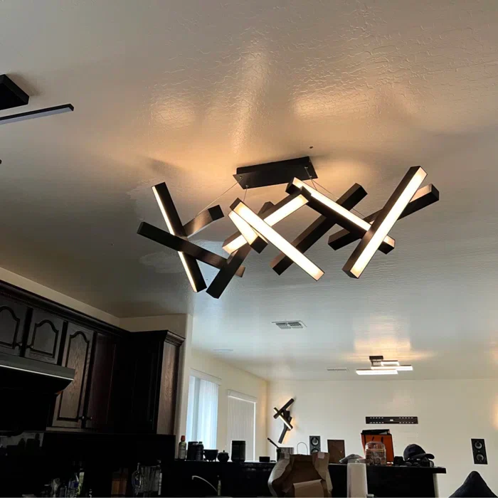 Modern Round/Linear Geometric Aluminum LED Chandelier for Dining Room/Bedroom - Image 17