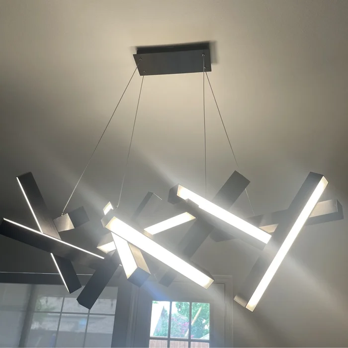 Modern Round/Linear Geometric Aluminum LED Chandelier for Dining Room/Bedroom - Image 18