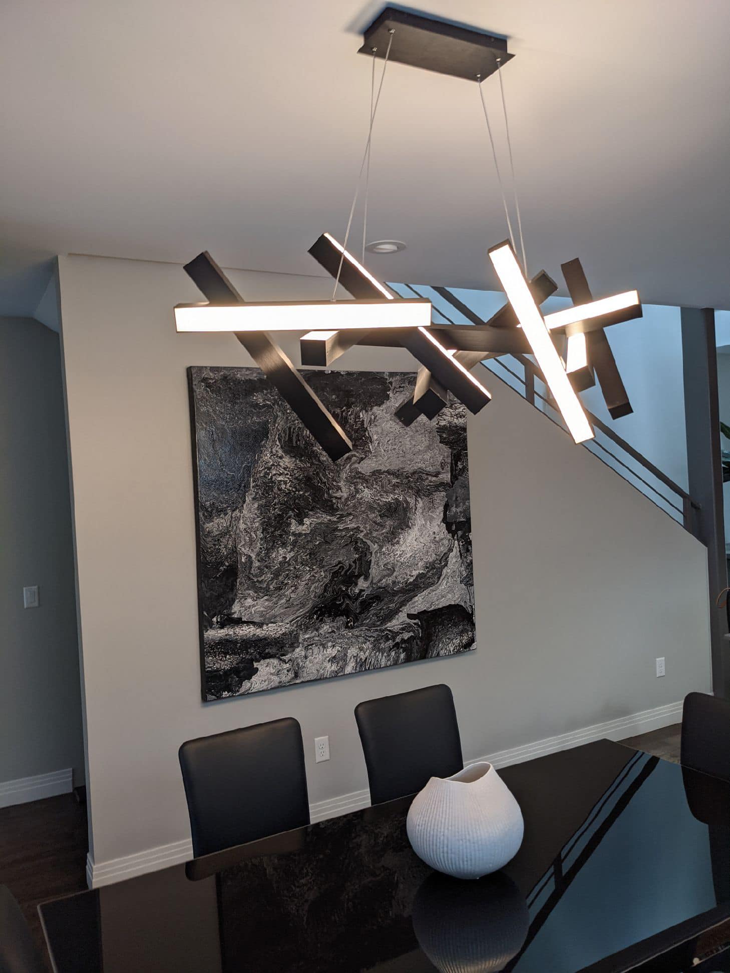 Modern Round/Linear Geometric Aluminum LED Chandelier for Dining Room/Bedroom - Image 21