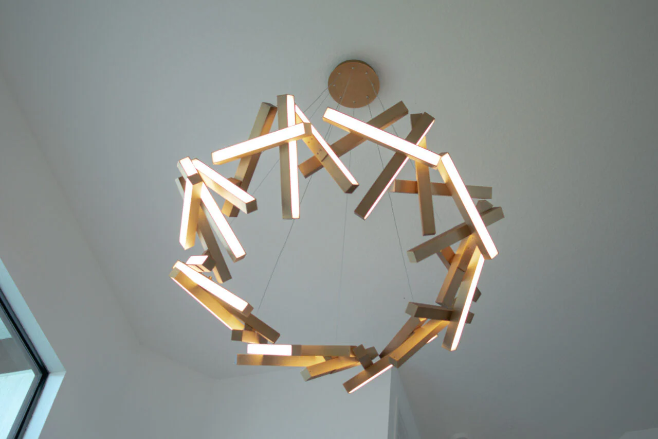 Modern Round/Linear Geometric Aluminum LED Chandelier for Dining Room/Bedroom - Image 24