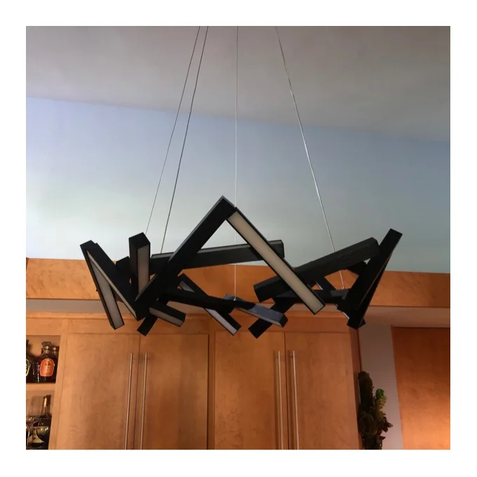 Modern Round/Linear Geometric Aluminum LED Chandelier for Dining Room/Bedroom - Image 3