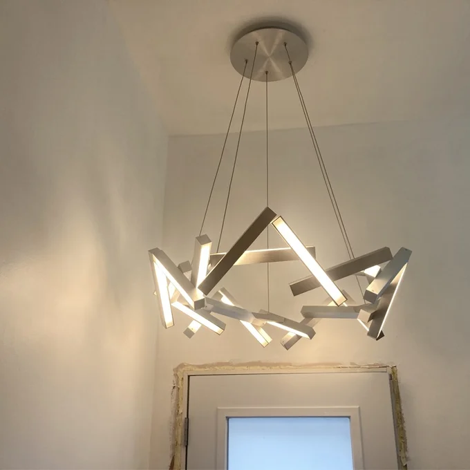 Modern Round/Linear Geometric Aluminum LED Chandelier for Dining Room/Bedroom - Image 5