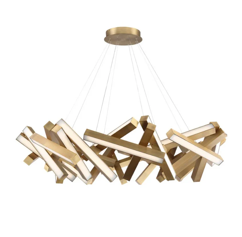 Modern Round/Linear Geometric Aluminum LED Chandelier for Dining Room/Bedroom - Image 6