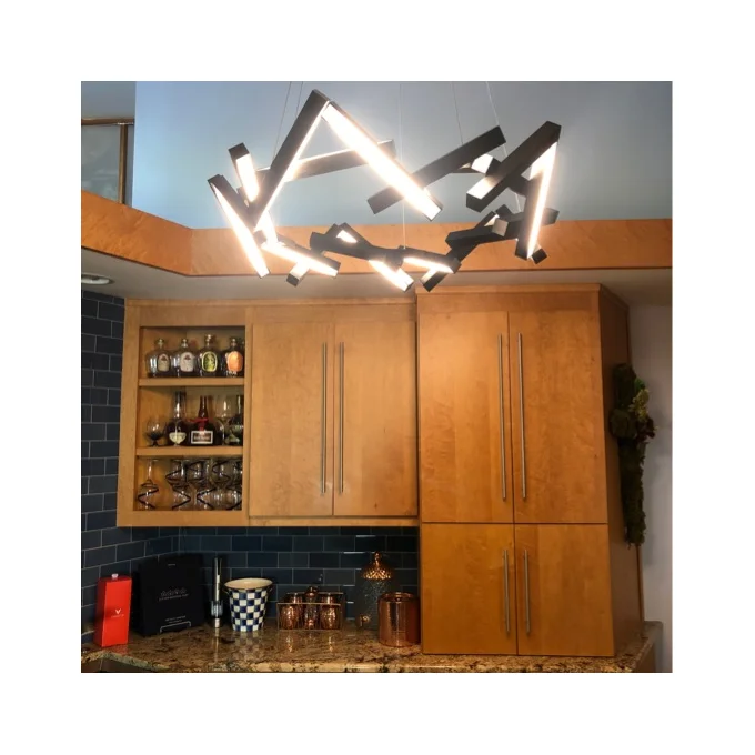 Modern Round/Linear Geometric Aluminum LED Chandelier for Dining Room/Bedroom - Image 7