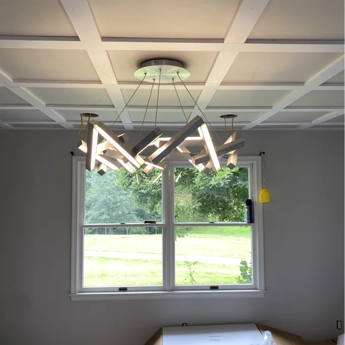 Modern Round/Linear Geometric Aluminum LED Chandelier for Dining Room/Bedroom - Image 9