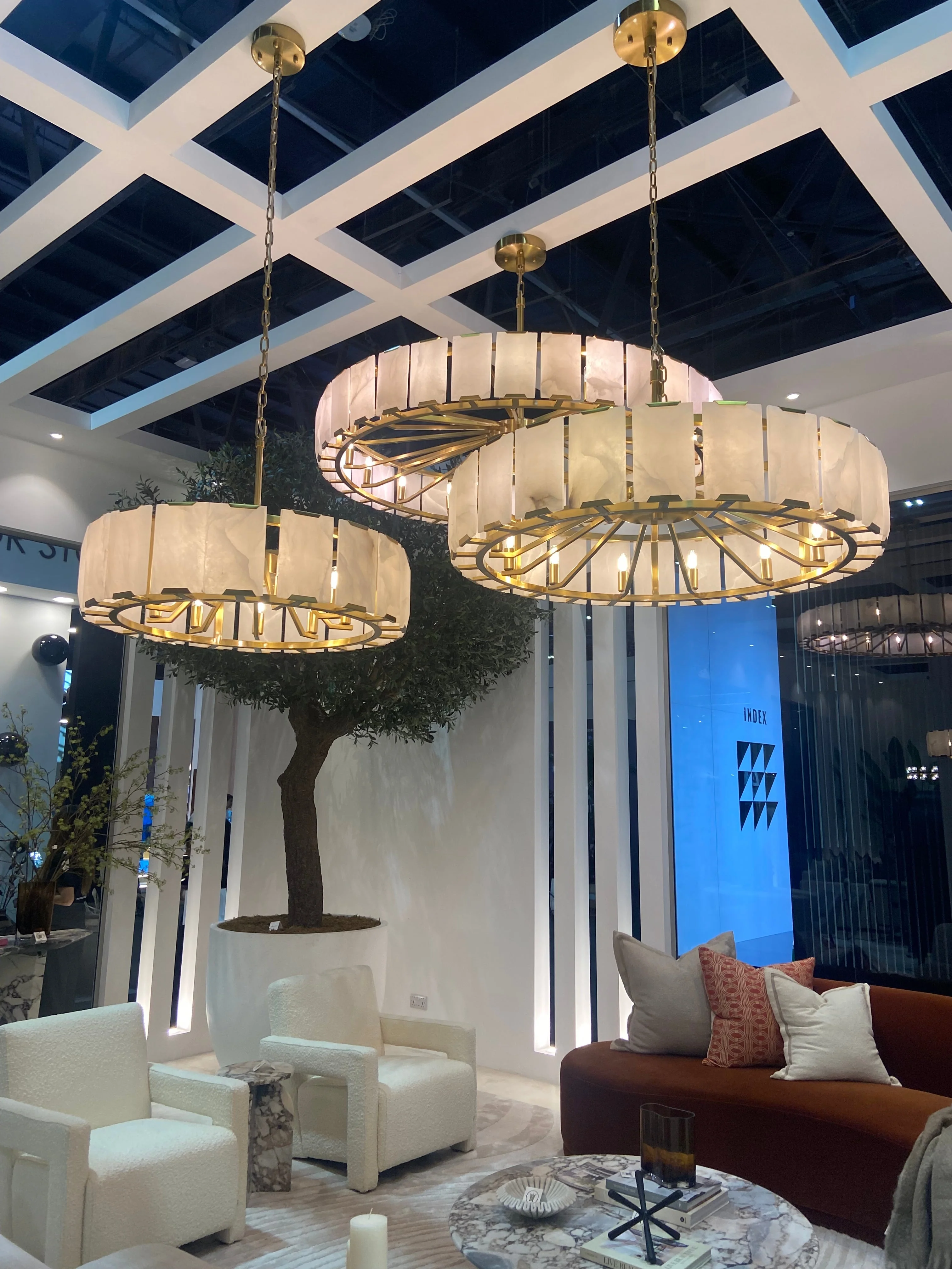 Modern Round Alabaster Chandelier for Living Room/Bedroom - Image 3