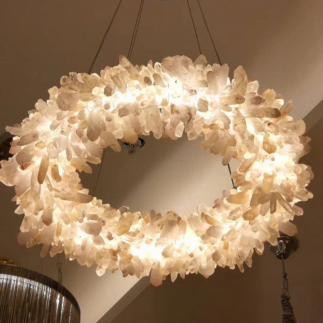 Modern Round/Oval/Linear/Square Natural Crystal Chandelier - Image 11