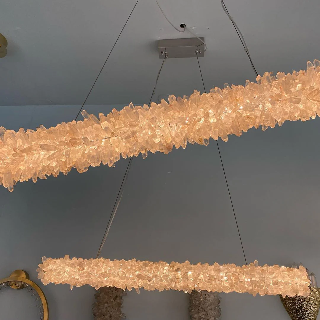 Modern Round/Oval/Linear/Square Natural Crystal Chandelier - Image 19
