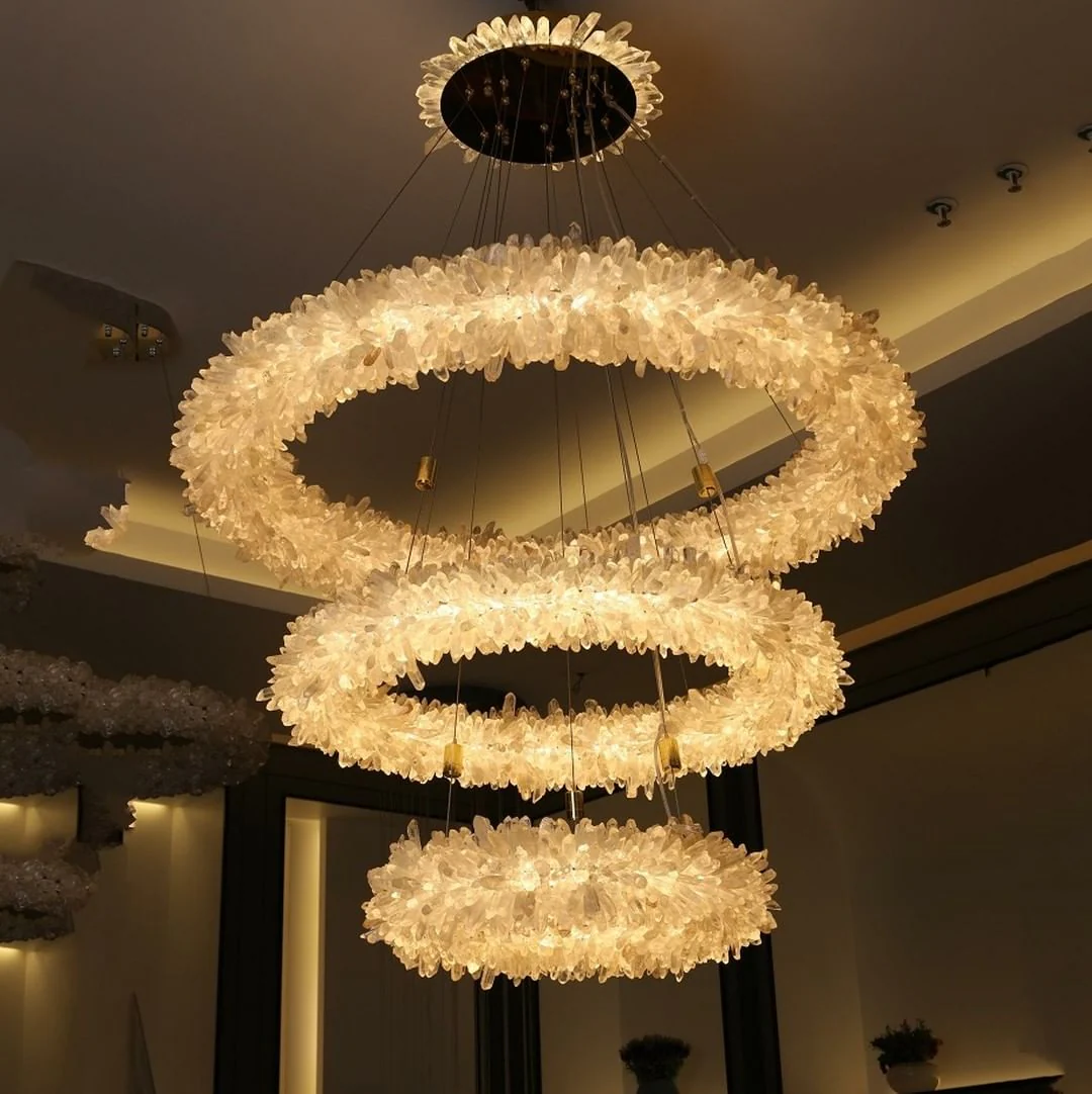 Modern Round/Oval/Linear/Square Natural Crystal Chandelier - Image 2