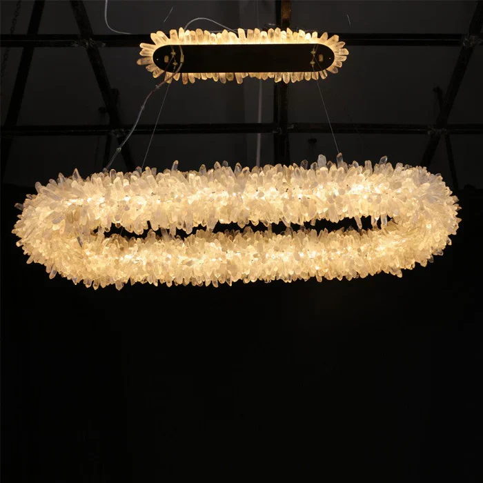 Modern Round/Oval/Linear/Square Natural Crystal Chandelier - Image 23