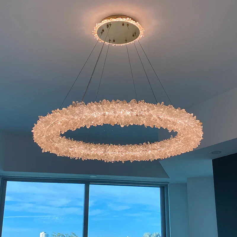 Modern Round/Oval/Linear/Square Natural Crystal Chandelier - Image 26