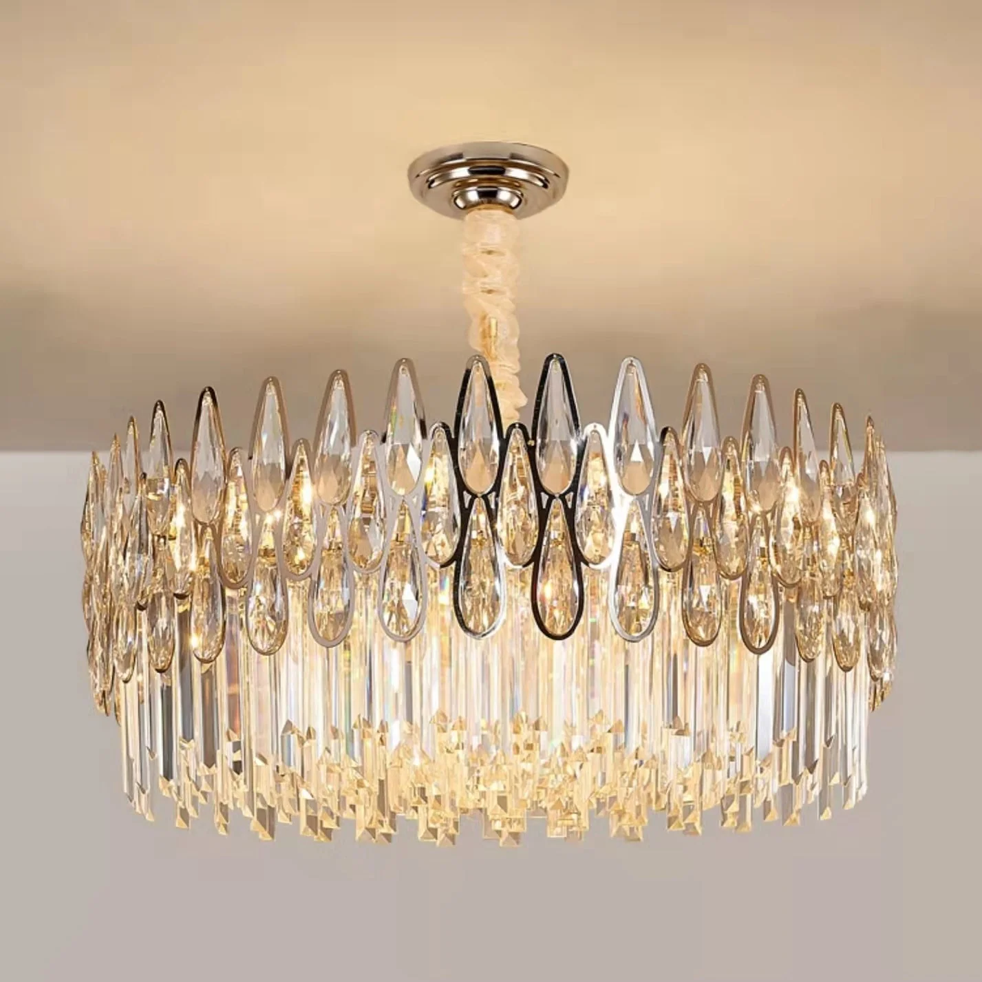 Modern Round/Rectangular Raindrop Crystal Chandelier for Low-ceiling - Image 11