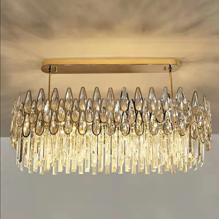 Modern Round/Rectangular Raindrop Crystal Chandelier for Low-ceiling - Image 13