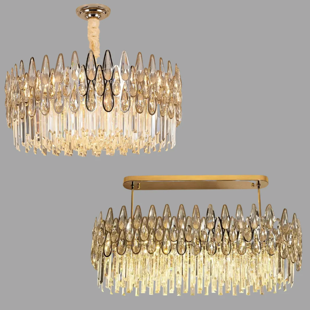 Modern Round/Rectangular Raindrop Crystal Chandelier for Low-ceiling - Image 18