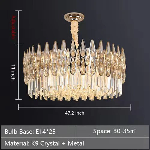 Modern Round/Rectangular Raindrop Crystal Chandelier for Low-ceiling - Image 23