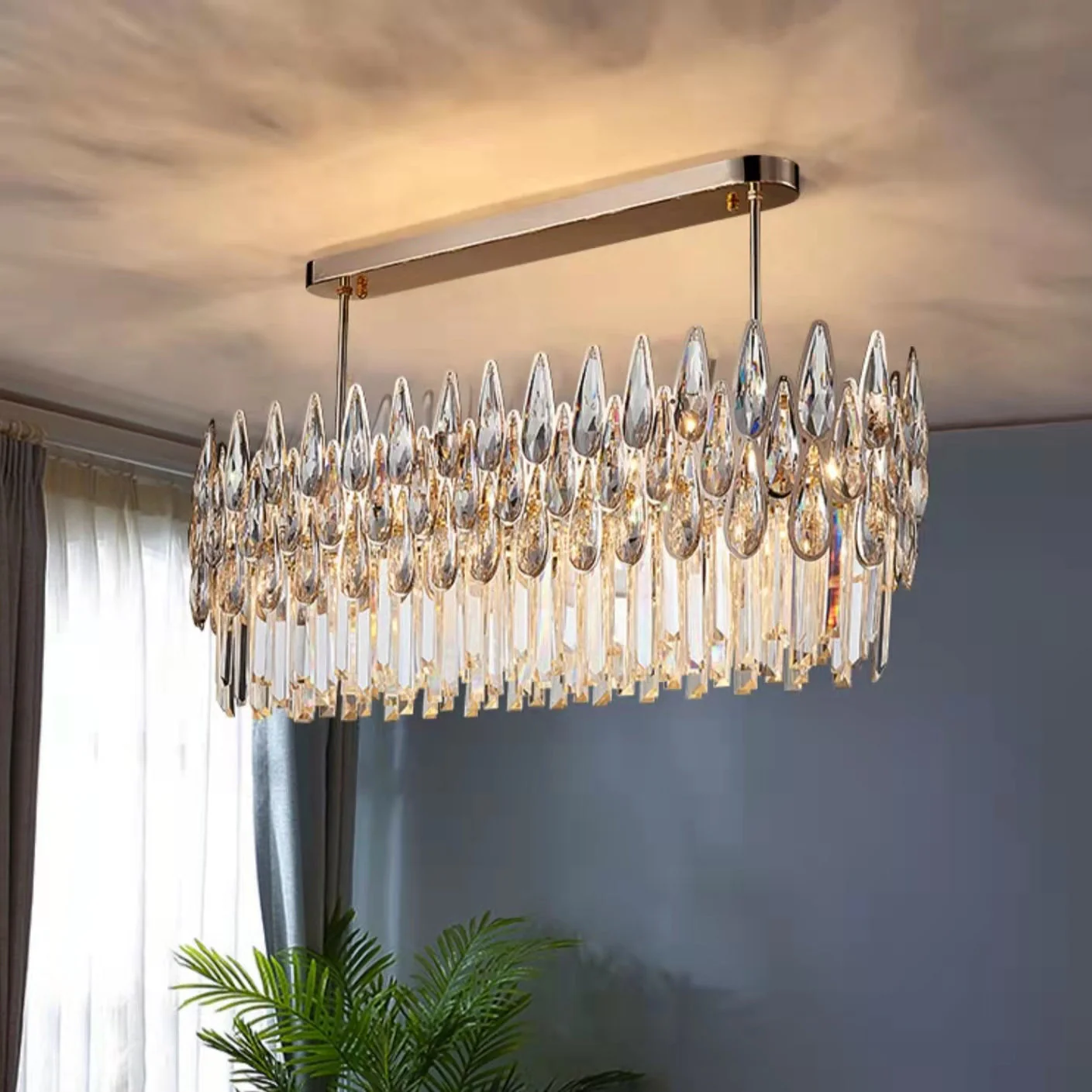 Modern Round/Rectangular Raindrop Crystal Chandelier for Low-ceiling - Image 3