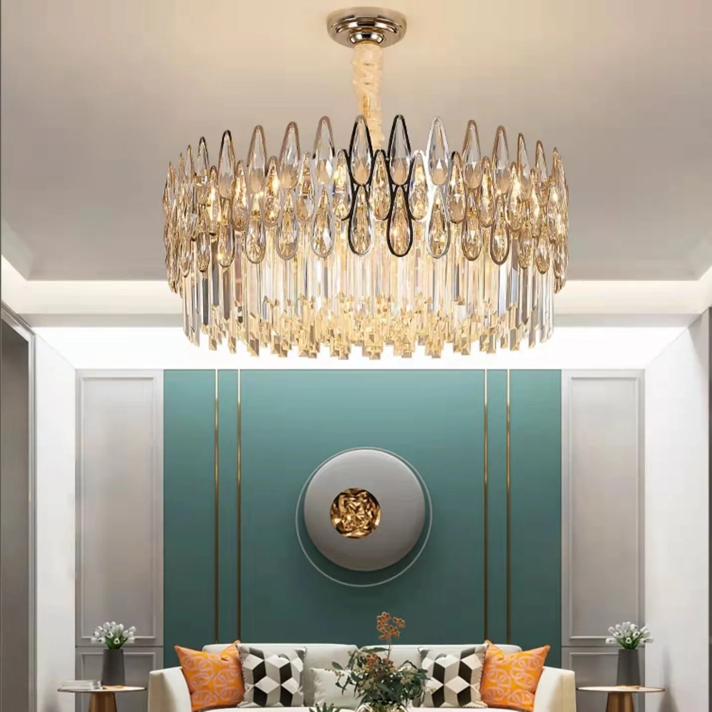 Modern Round/Rectangular Raindrop Crystal Chandelier for Low-ceiling - Image 4