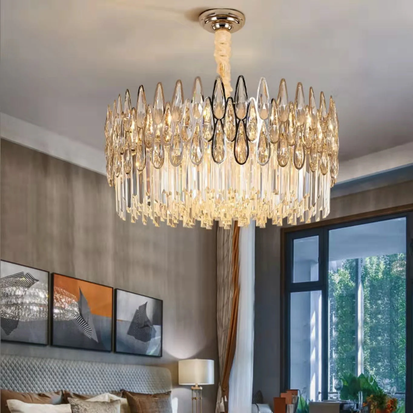 Modern Round/Rectangular Raindrop Crystal Chandelier for Low-ceiling - Image 5
