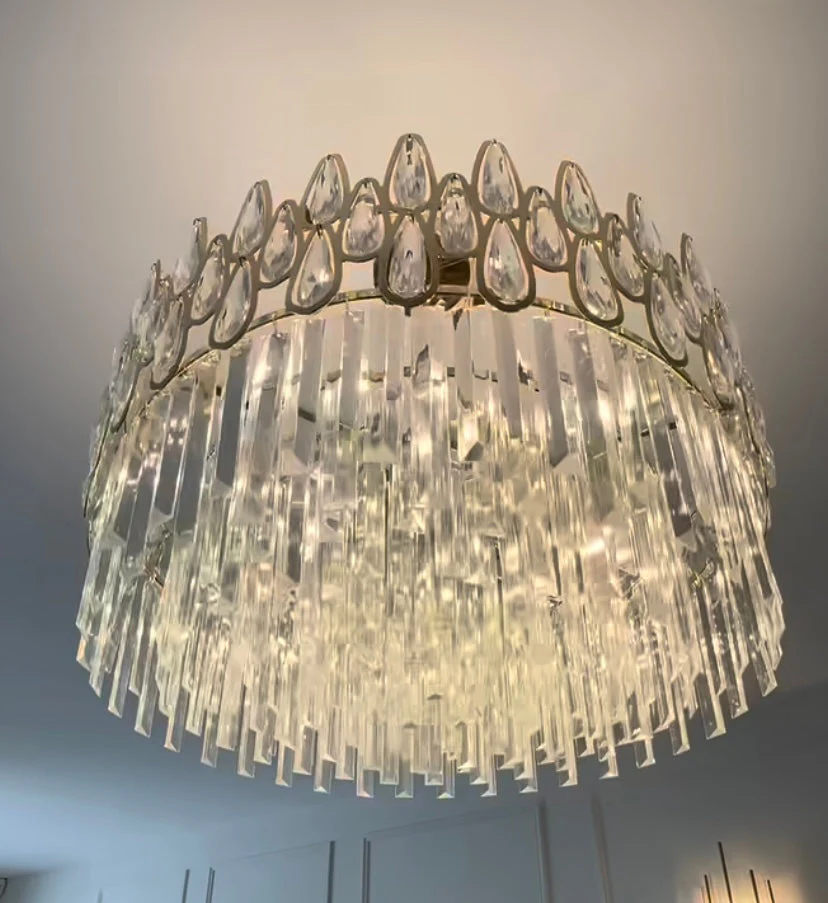 Modern Round/Rectangular Raindrop Crystal Chandelier for Low-ceiling - Image 7