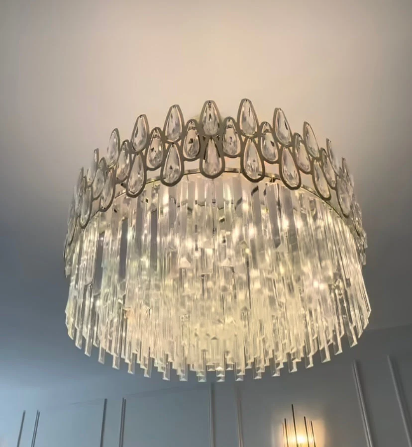 Modern Round/Rectangular Raindrop Crystal Chandelier for Low-ceiling - Image 8