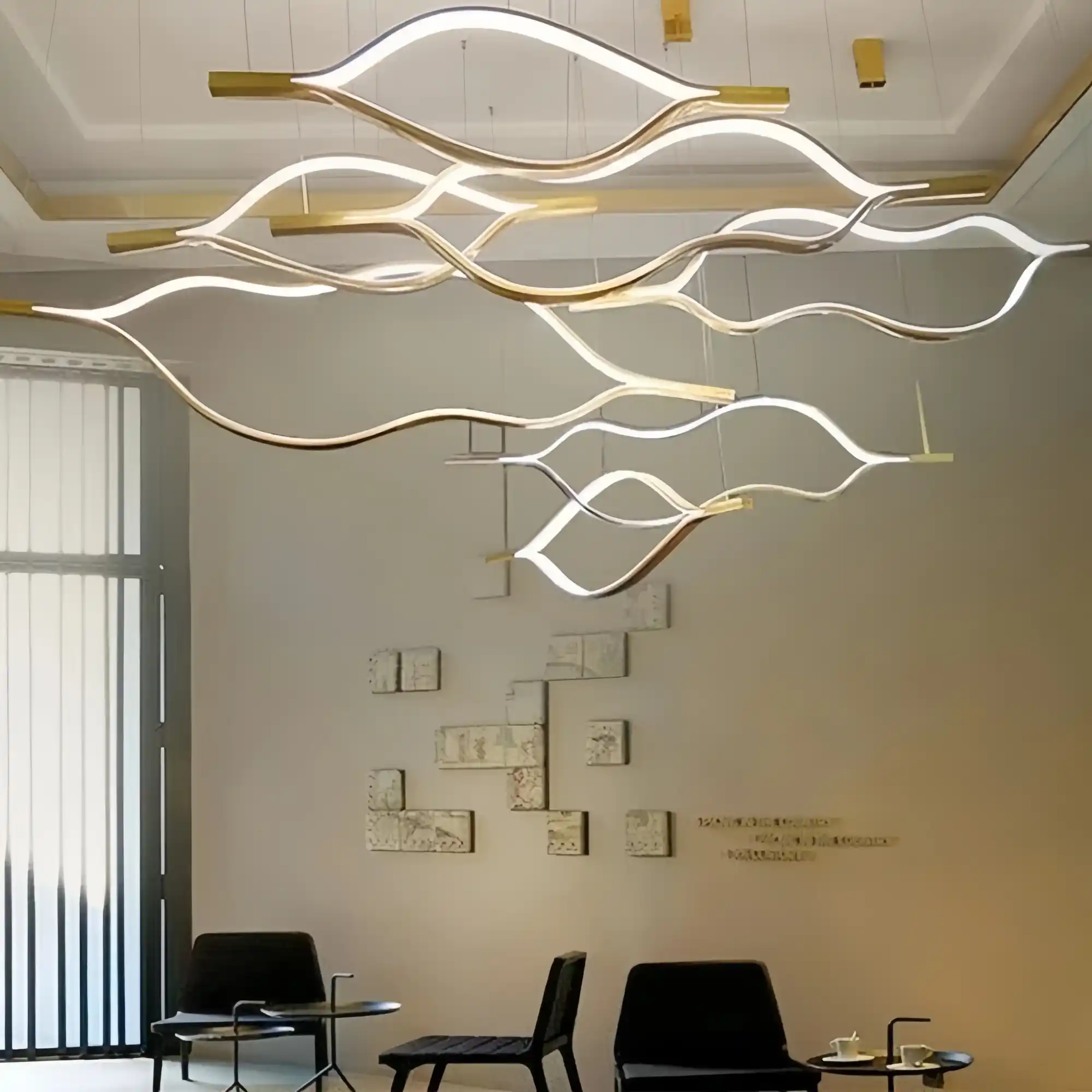 Modern Simple Brass Waving Chandelier for Living/Dining Room/Kitchen Island - Image 10