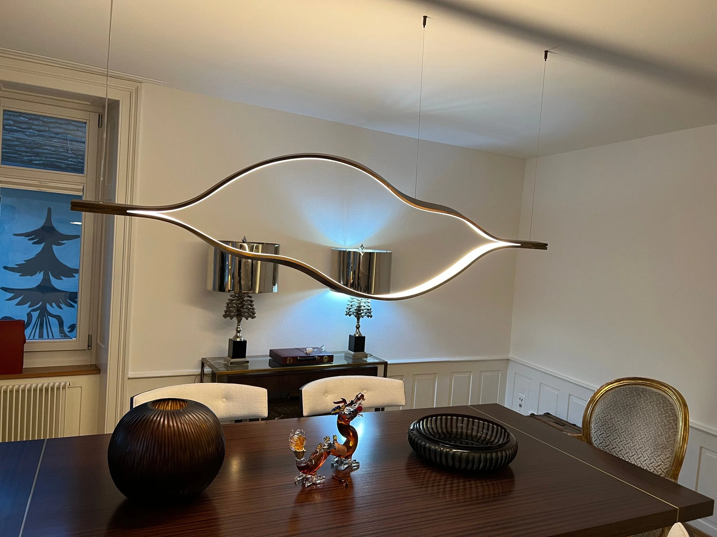 Modern Simple Brass Waving Chandelier for Living/Dining Room/Kitchen Island - Image 11