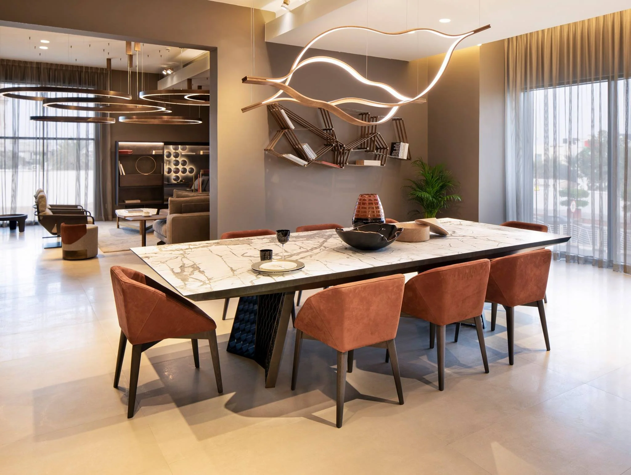 Modern Simple Brass Waving Chandelier for Living/Dining Room/Kitchen Island - Image 15