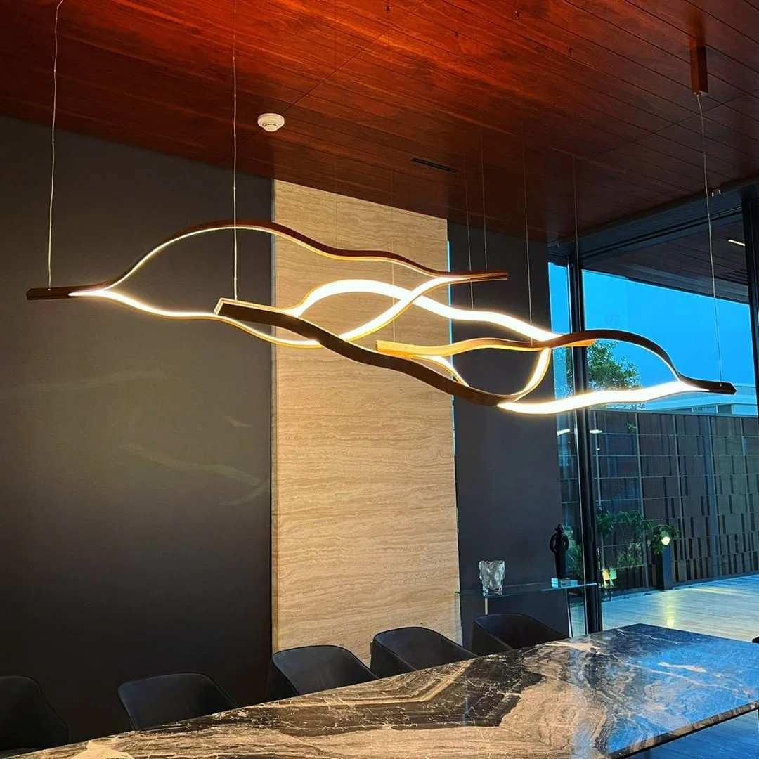 Modern Simple Brass Waving Chandelier for Living/Dining Room/Kitchen Island - Image 16