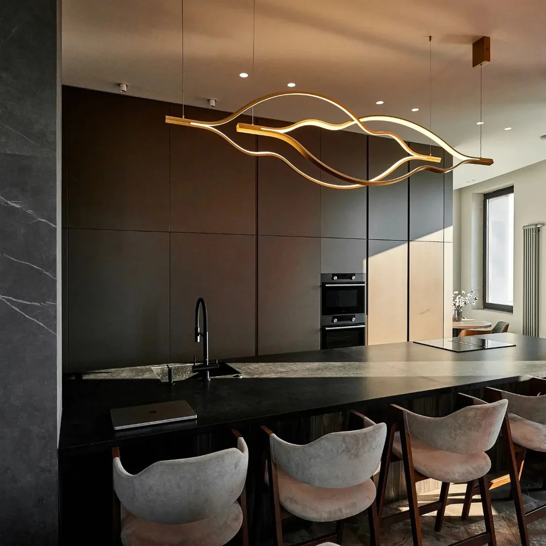 Modern Simple Brass Waving Chandelier for Living/Dining Room/Kitchen Island - Image 20
