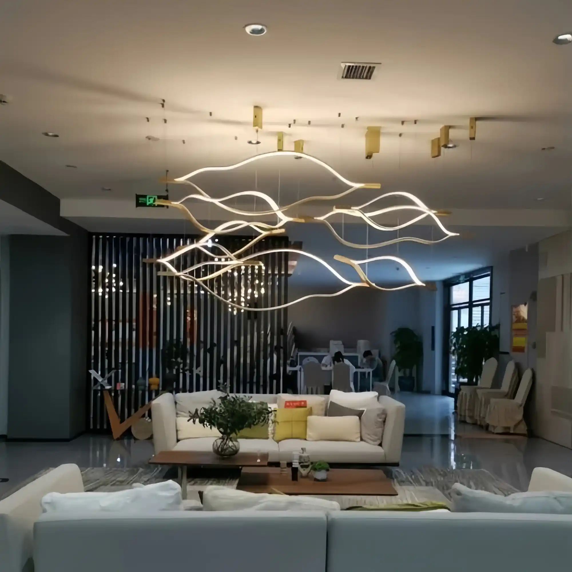 Modern Simple Brass Waving Chandelier for Living/Dining Room/Kitchen Island - Image 3