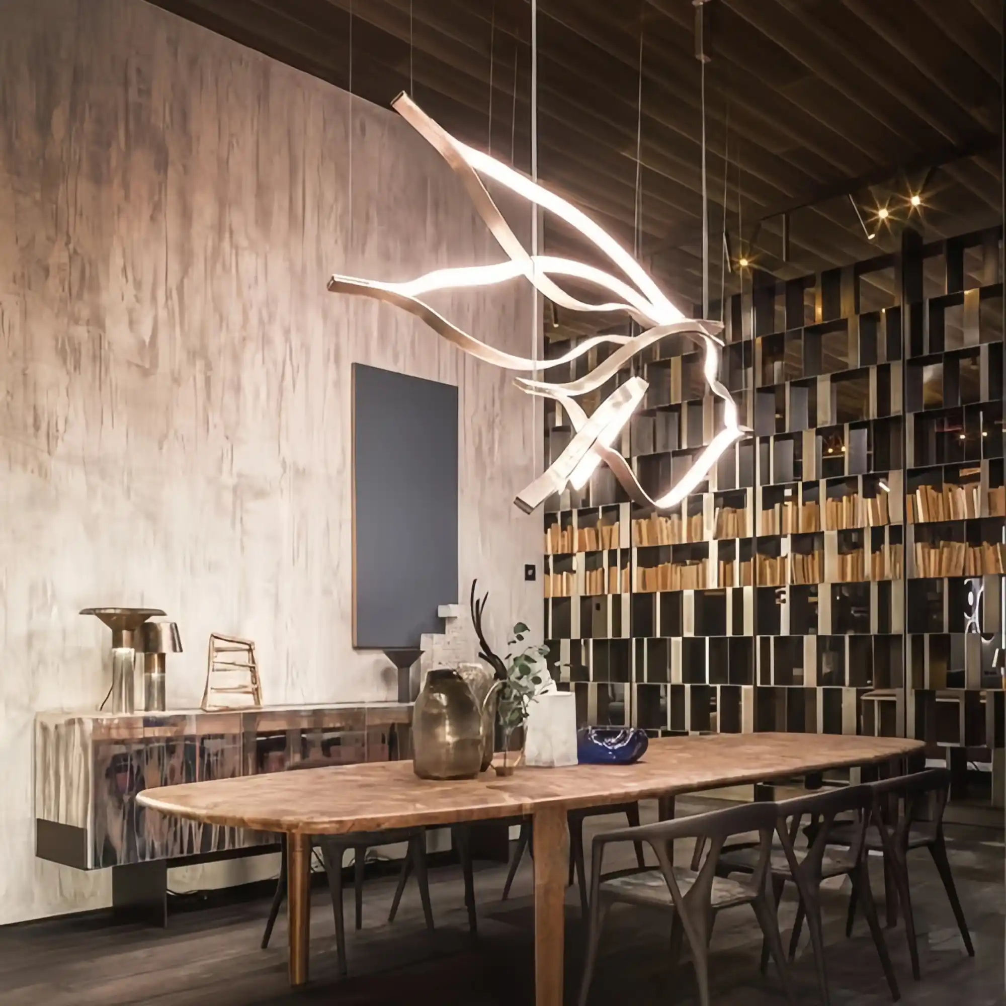 Modern Simple Brass Waving Chandelier for Living/Dining Room/Kitchen Island - Image 8