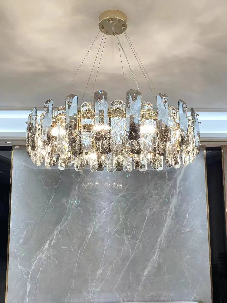 Modern Smoky Gray Crystal Chandelier Gleamy Light Fixture for Living/Dining Room/ Bedroom/ Home Office - Image 12
