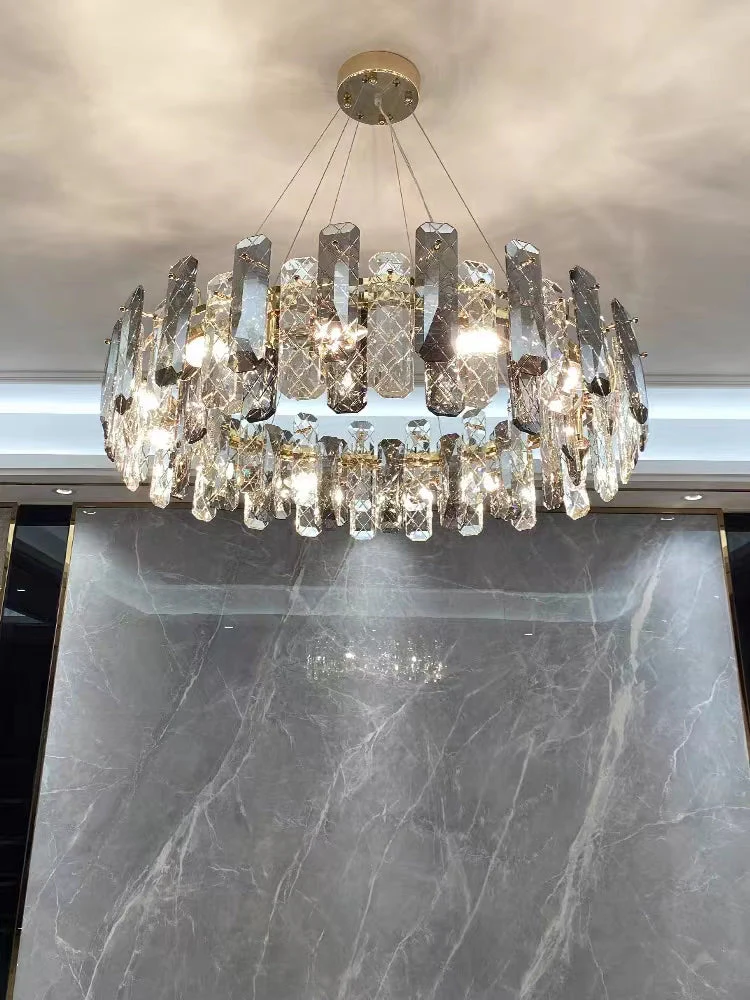 Modern Smoky Gray Crystal Chandelier Gleamy Light Fixture for Living/Dining Room/ Bedroom/ Home Office - Image 13