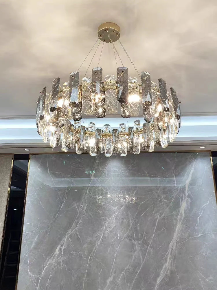Modern Smoky Gray Crystal Chandelier Gleamy Light Fixture for Living/Dining Room/ Bedroom/ Home Office - Image 14