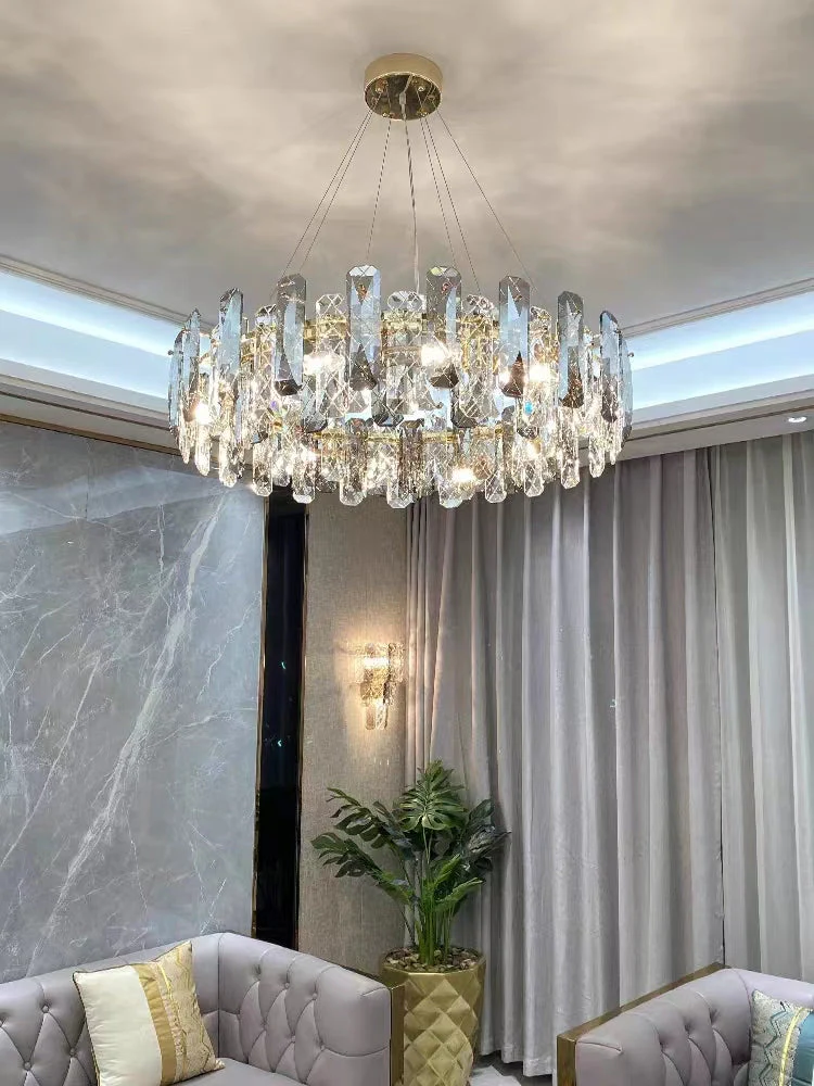 Modern Smoky Gray Crystal Chandelier Gleamy Light Fixture for Living/Dining Room/ Bedroom/ Home Office - Image 15