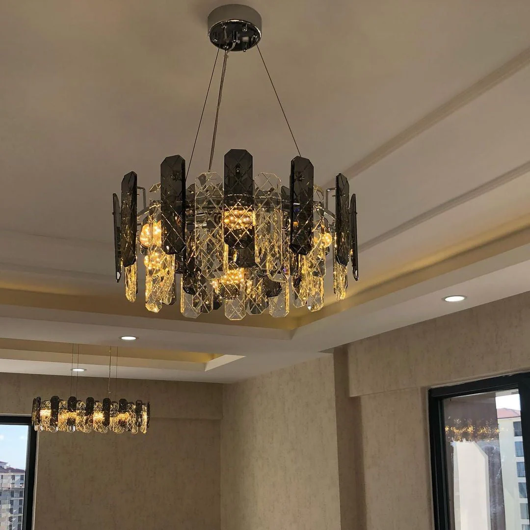Modern Smoky Gray Crystal Chandelier Gleamy Light Fixture for Living/Dining Room/ Bedroom/ Home Office - Image 17
