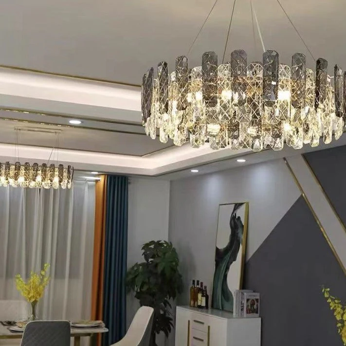 Modern Smoky Gray Crystal Chandelier Gleamy Light Fixture for Living/Dining Room/ Bedroom/ Home Office - Image 2