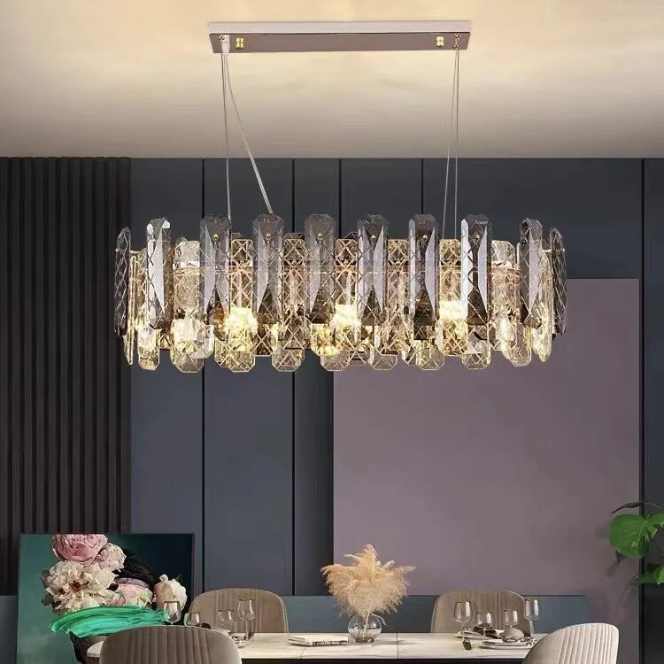Modern Smoky Gray Crystal Chandelier Gleamy Light Fixture for Living/Dining Room/ Bedroom/ Home Office - Image 3