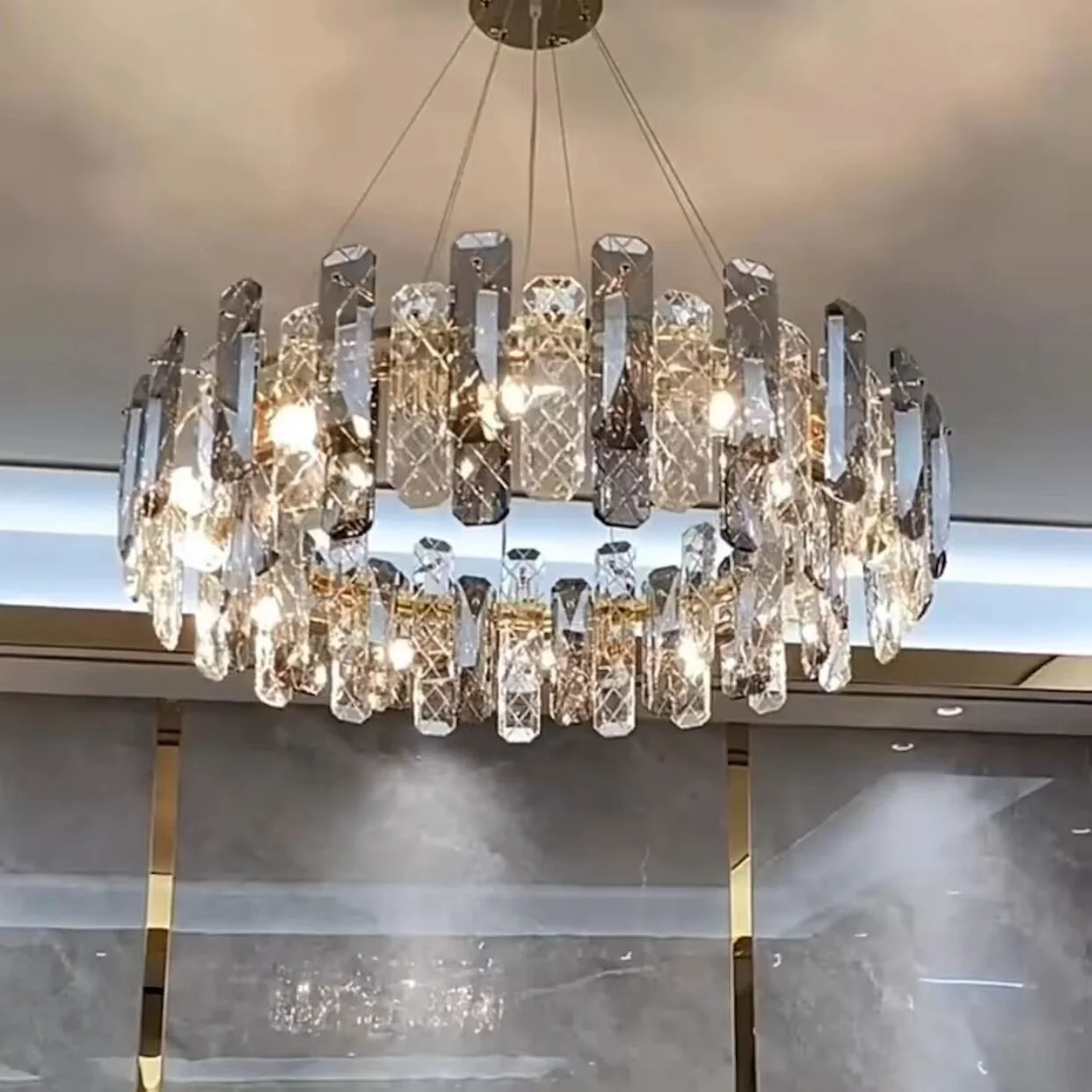 Modern Smoky Gray Crystal Chandelier Gleamy Light Fixture for Living/Dining Room/ Bedroom/ Home Office - Image 4