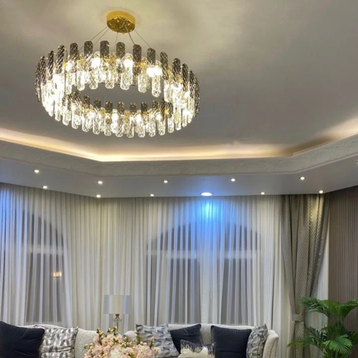Modern Smoky Gray Crystal Chandelier Gleamy Light Fixture for Living/Dining Room/ Bedroom/ Home Office - Image 5