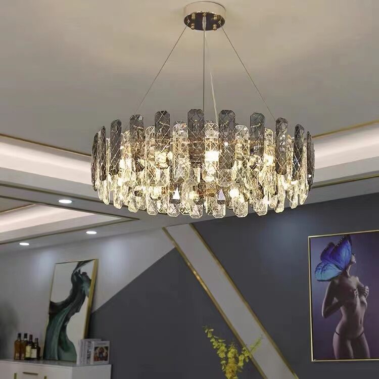 Modern Smoky Gray Crystal Chandelier Gleamy Light Fixture for Living/Dining Room/ Bedroom/ Home Office - Image 6