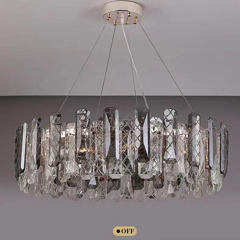 Modern Smoky Gray Crystal Chandelier Gleamy Light Fixture for Living/Dining Room/ Bedroom/ Home Office - Image 9