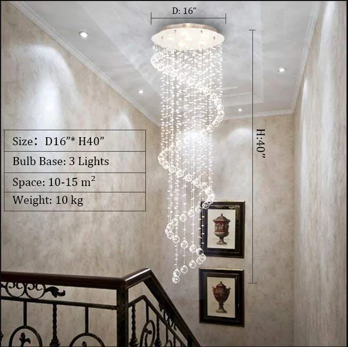 Extra Large Modern Spiral Raindrop Crystal Chandelier For Entryway - Image 10
