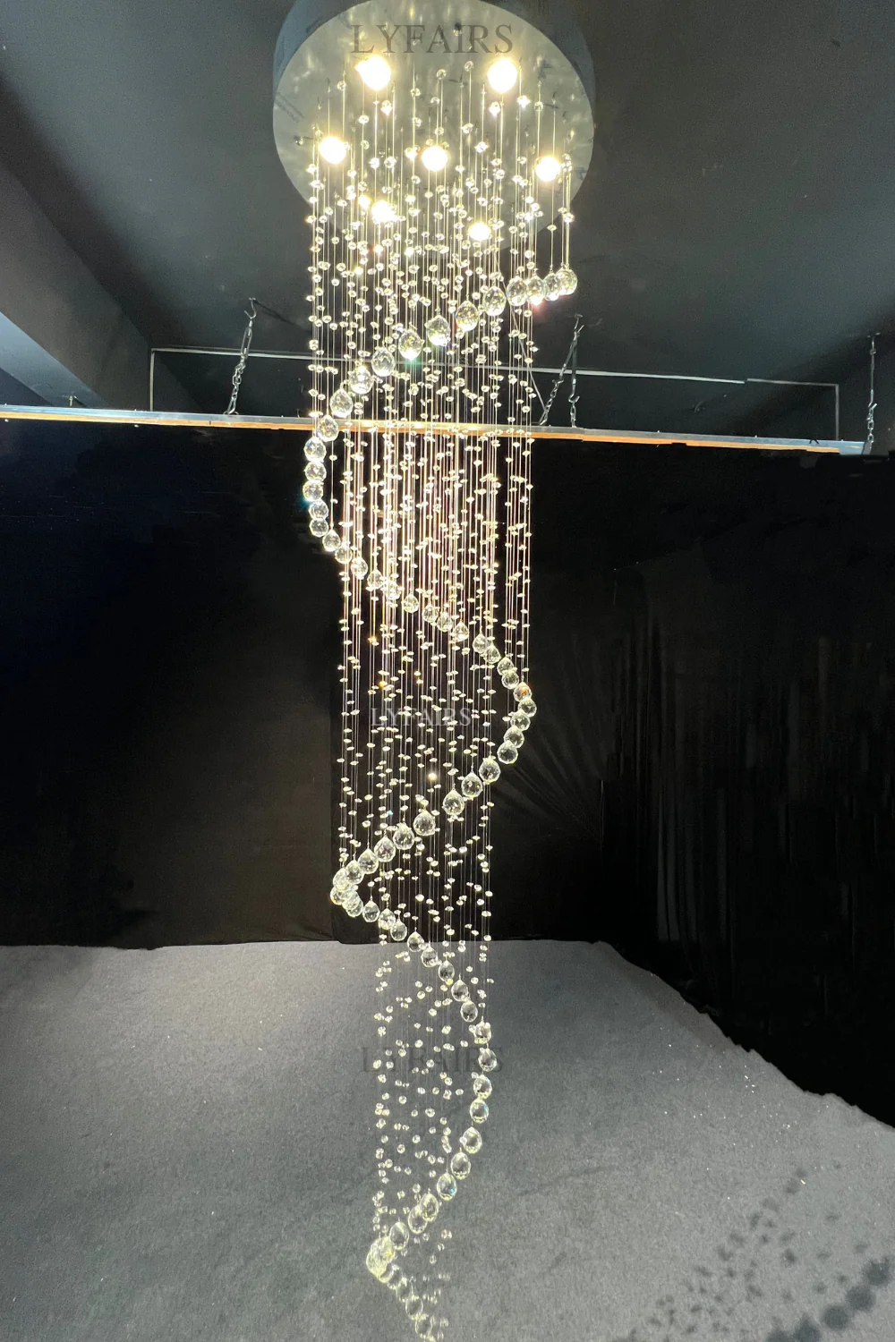 Extra Large Modern Spiral Raindrop Crystal Chandelier For Entryway - Image 4