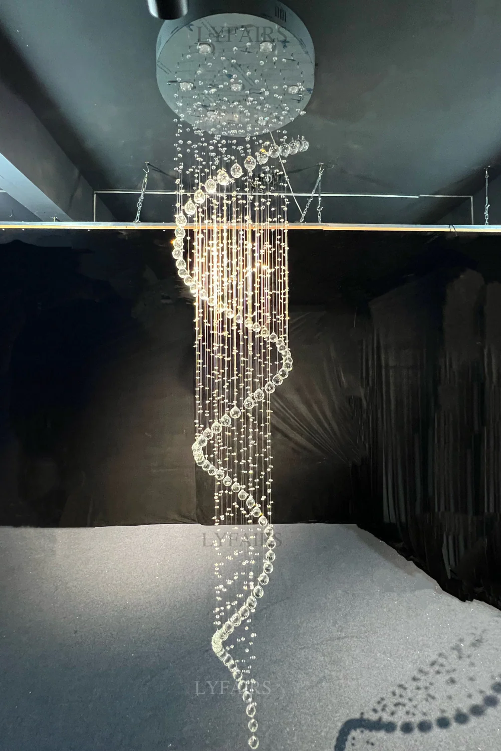 Extra Large Modern Spiral Raindrop Crystal Chandelier For Entryway - Image 5