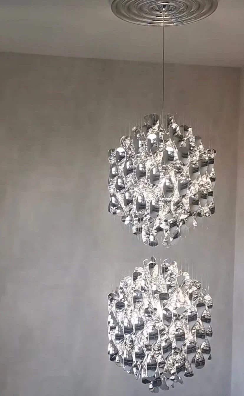 Modern Spiral Wave Chandelier in Silver/Gold - Image 5