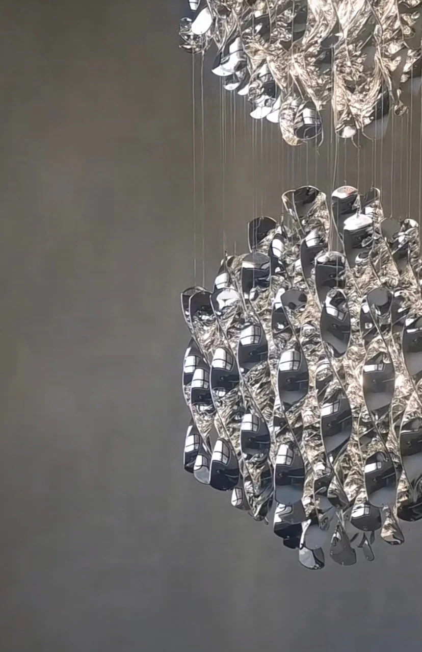 Modern Spiral Wave Chandelier in Silver/Gold - Image 6