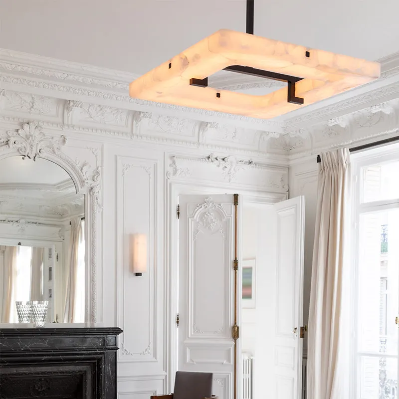 Modern Square Alabaster Chandelier for Living Room/Bedroom - Image 3