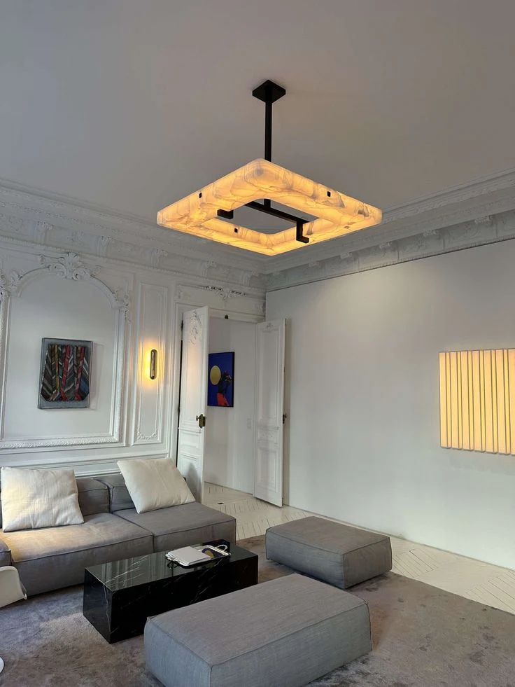 Modern Square Alabaster Chandelier for Living Room/Bedroom - Image 5
