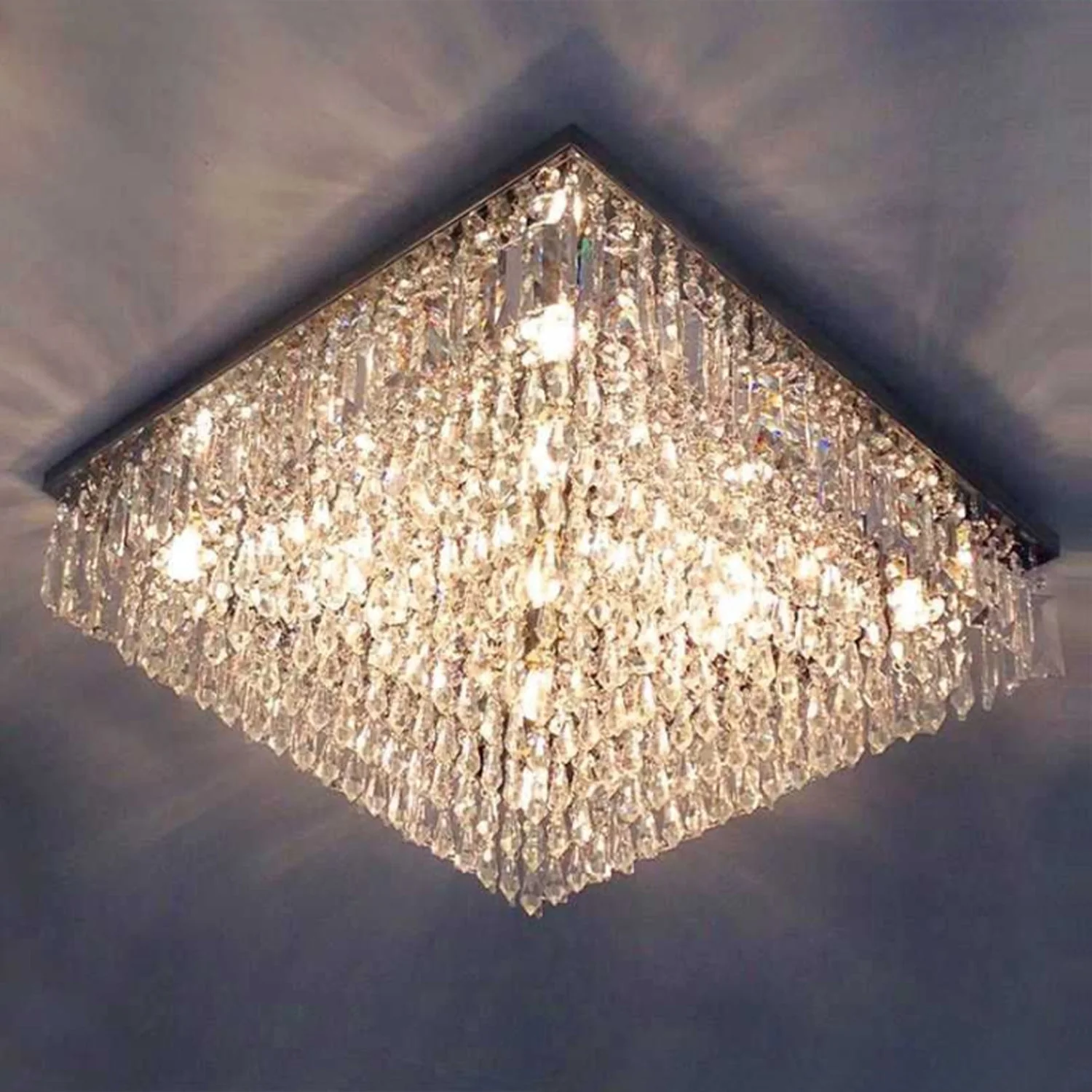 Modern Square Flush Mount Crystal Light For Living Room/Bedroom/Dining Room - Image 2